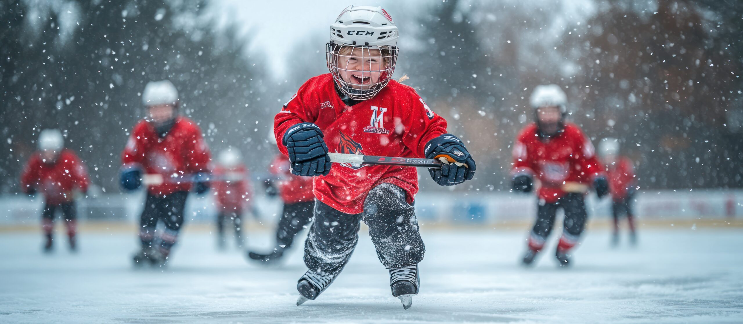 Young hockey player skates across the ice during a winter game. - Grit Kore