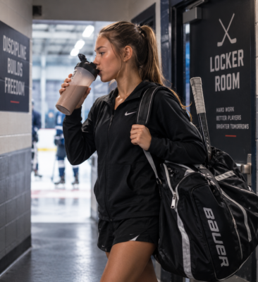 Protein timing for young hockey players: fruit smoothie and protein-rich foods