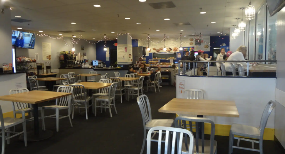 Stamford Twin Rinks cafe - Grit Kore Cafe seating and food counter at Stamford Twin Rinks
